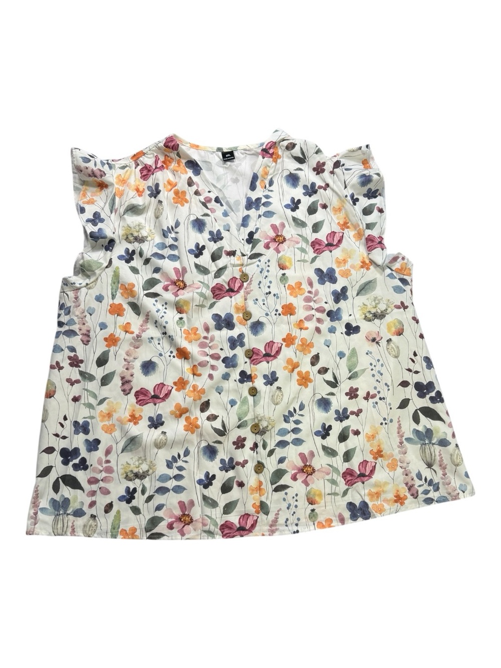 Unbranded Floral Flutter Sleeve Blouse Size 2X | Boho Cottagecore Top